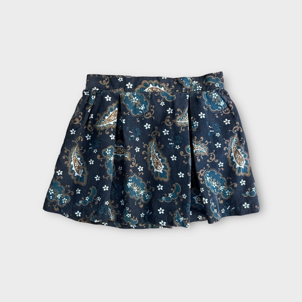 Hooray By Cynthia Rowley Soft Corduroy Paisley Pattern Blue Skirt
